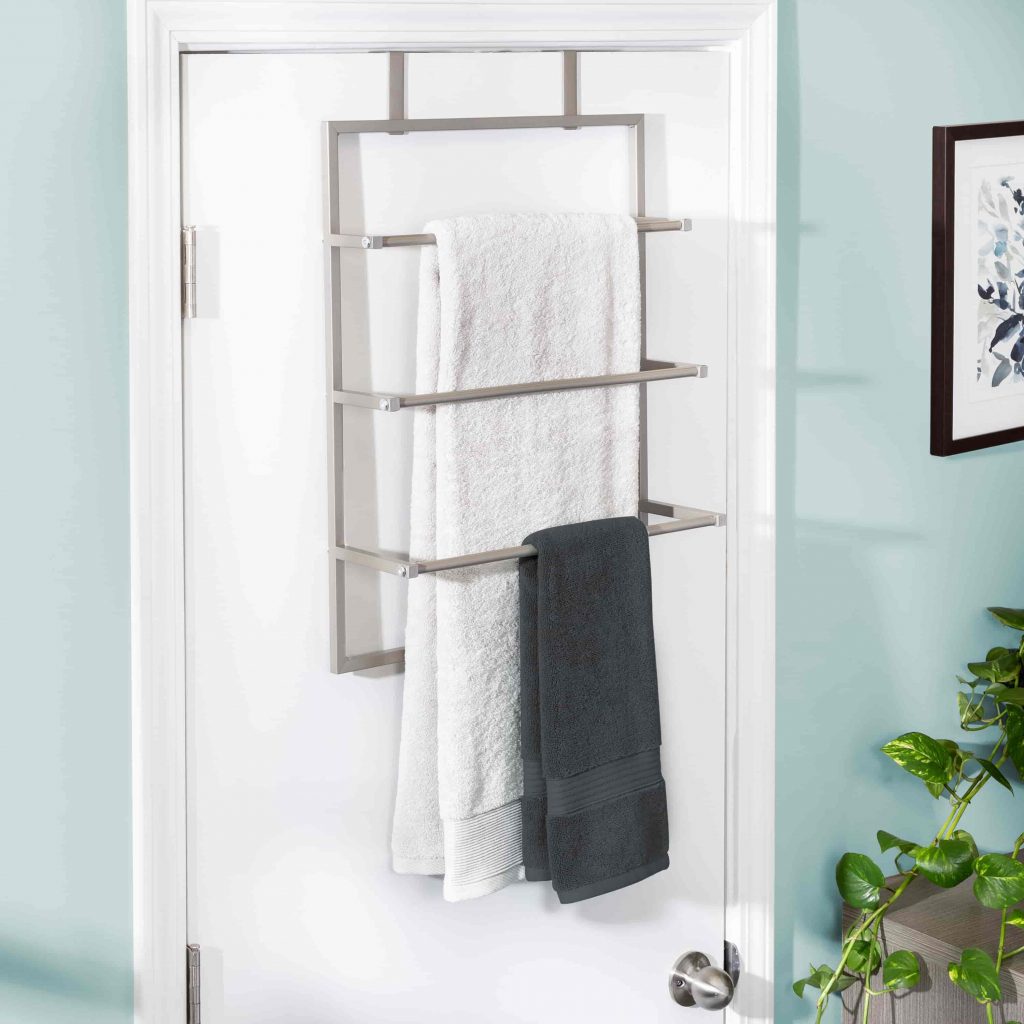 Over-the-door towel rack